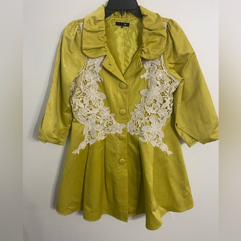 Ryu by Anthropologie Lace embellished Jacket Size Medium